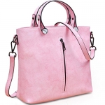 Yahoho Women's Fashion Genuine Leather Top Handle Handbag Shoulder Bag Size Selection Pink Small