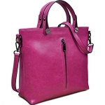 Yahoho Women's Fashion Genuine Leather Top Handle Handbag Shoulder Bag Size Selection Pink Large