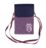 KISS GOLD Owl Print Vertical Mini Leather Cellphone Pouch(Purple)
