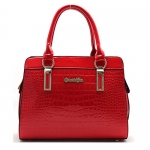 Grebago Women's Alligator Pattern OL Working Patent Leather Shoulder Bag/handbag (red)