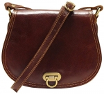 Floto Women's Saddle Bag in Brown Italian Calfskin Leather - handbag shoulder bag