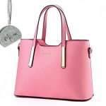 Micom Simple Euro Style Pure Color Pu Leather Tote Shoulder Handbag for Women (Pink)
