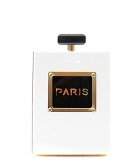 Paris Perfume Minaudiere Evening Handbag Patent Faux Leather Fashion Clutch