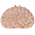 Fawziya® Elegant Rose Flower Half Moon Shaped Crystal Clutch Bag Women Handbag - Champagne