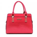 Grebago Women's Alligator Pattern OL Working Patent Leather Shoulder Bag/handbag (rose)