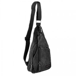 Kalevel Cool Outdoor Sports Casual Canvas Unbalance Backpack Crossbody Sling Bag Shoulder Bag Chest Bag for Men - Size L (Black)