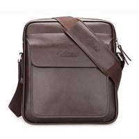 Zicac Mens Genuine Leather Shoulder Messenger Bag - Brown