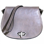 Floto Women's Saddle Bag in Grey Italian Calfskin Leather - handbag shoulder bag