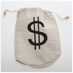 2 Large $ Money Canvas Tote Bags Party Favors