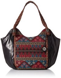 The Sak Indio Satchel Bag, Black Cross Stitch, One Size