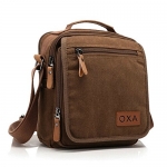 OXA Canvas Shoulder Bag Messenger Bag Cross Body Bag Casual Bag for Men and Women Brown