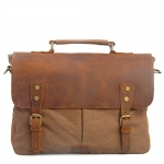 MOLLYGAN Men's Casual Canvas Schoolbag Crossbody Shoulder Messenger Bag( Model B-Brown)