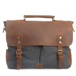 MOLLYGAN Men's Casual Canvas Schoolbag Crossbody Shoulder Messenger Bag ( Model B-Dark Grey)