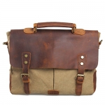 MOLLYGAN Men's Casual Canvas Schoolbag Crossbody Shoulder Messenger Bag( Model B-Khaki)