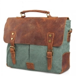 MOLLYGAN Men's Casual Canvas Schoolbag Crossbody Shoulder Messenger Bag( Model B-Coral Green)
