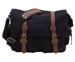 Berchirly Retro Unisex Canvas Leather Messenger Shoulder Bag Fits 13.3 Laptop
