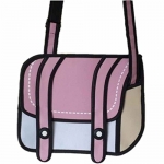3D Style 2D Drawing Cartoon Camera Bag Handbag Shoulder Messenger Bag Pink