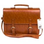 ECOSUSI Vintage Faux Leather Briefcase Shoulder Business Laptop Messenger Bags, Brown