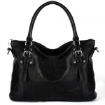 Yahoho Women's Vintage Style Soft Genuine Leather Tote Large Shoulder Bag Black