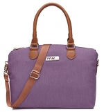 NNEE Water Resistance Nylon Top Handle Satchel Handbag with Multiple Pocket Design - Purple