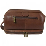 AmeriLeather Leather Toiletry Bag - Brown