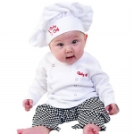 Baby Aspen Baby Chef 3 Piece Layette in Culinary Gift Box, White, 0-6 Months