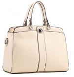 Heshe Women's Pu Faux Leather Candy Color Cross Body Shoulder Bag Satchel Handbag (Milk White)