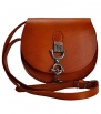 ZLYC Women Vintage Handmade Cowhide Leather Saddle Flapover Mini Shoulder Bag, Brown