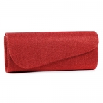 Damara Womens Oblique Flap Glitter Clutch Handbags,red