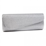 Damara Womens Oblique Flap Glitter Clutch Handbags,silver