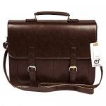 ECOSUSI Vintage Faux Leather Briefcase Shoulder Business Laptop Messenger Bags, Coffee