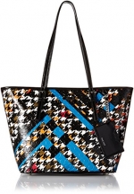Nine West Ava Tote Bag, Jewel Teal Houndstooth, One Size