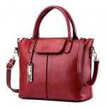 Women's Top-Handle Handbags Urban Style 3-Way Soft Leather Shoulder Tote Large,Wine