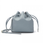 Bucket Bag,YOUNA Genuine Leather Retro Drawstring Bucket Tote Bag For Women With Shoulder Strap Light Blue