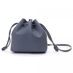Bucket Bag,YOUNA Genuine Leather Retro Drawstring Bucket Tote Bag For Women With Shoulder Strap Dark Blue