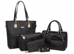 Women Shoulder Bags Satchel Purse and Handbag for Women Handbag +Crossbody+Purse+Wallet+Keychian 6 Piece Set Bags (Model 7-black)