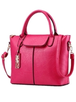 Women's Top-Handle Handbags Urban Style 3-Way Soft Leather Shoulder Tote Large,RoseRed