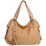 BEIER® X2 Womens PU Leather Lady Tote Shoulder Handbag Purse Bag (khaki)