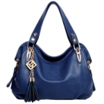 BEIER® X2 Womens PU Leather Lady Tote Shoulder Handbag Purse Bag (blue)