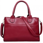 BEIER® X3 Womens Leather Lady Tote Shoulder Handbag Purse Bag (red)