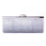 Ecosusi Sophisticated Crystals Rhinestones Clasp Flap Clutch Evening Bag Baguette Handbag (Silver)