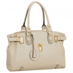 MG Collection LUCCA Designer Inspired Beige Glamour Padlock Shopper Hobo Handbag