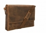Visconti 18516 Oil Brown Distressed Leather Messenger Bag - 3/4 Flapover (Oil Tan)