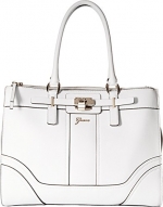 Guess Confidential Logo Avery Satchel White