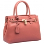 MG Collection HESSA Pink Décor Lock Office Tote Handbag