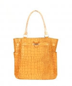 Classy Crocodile Print CarryAll Handbag - Camel