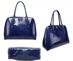 Crocodile Print Computer Handbag - Navy Blue