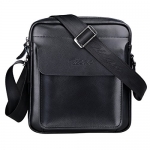 Zicac Mens Genuine Leather Cross Body Handbag Shoulder Messenger Bag (Black#1)