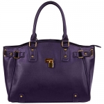 FASH Gold Padlock Shopper Zipper Hobo Shoulder Handbag,Purple,One Size