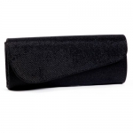 Damara Womens Oblique Flap Glitter Clutch Handbags,black